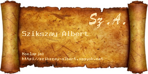 Szikszay Albert névjegykártya