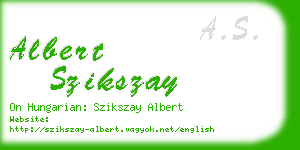 albert szikszay business card